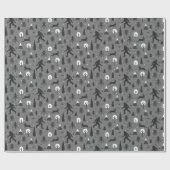 Bigfoot und Jackalope im Holzmuster Grau Geschenkpapier (Flach)