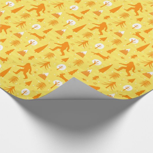 Bigfoot und Jackalope im Holzmuster YelOrg Geschenkpapier (Ecke)
