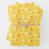 Bigfoot und Jackalope im Holzmuster YelOrg Geschenkpapier Set (Beispiel)