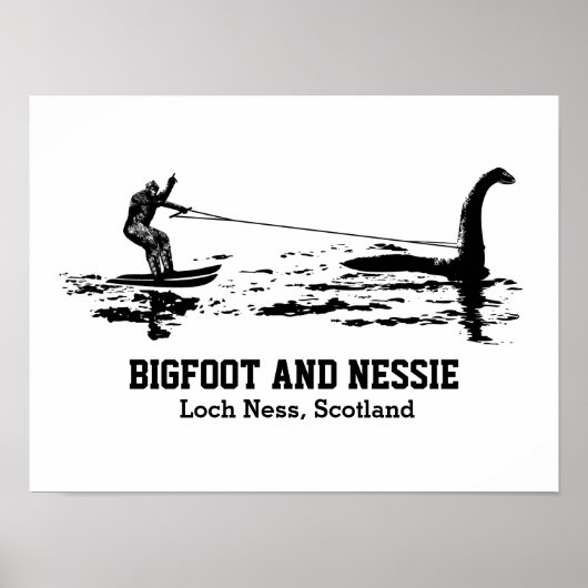 Bigfoot und Nessie Loch Ness Personalisiert Text Poster (Vorne)