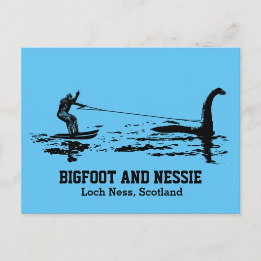 Bigfoot und Nessie Loch Ness Personalisiert Text Postkarte (Vorderseite)