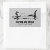 Bigfoot und Nessie Loch Ness Personalisiert Text S Rechteckiger Aufkleber (Tasche)