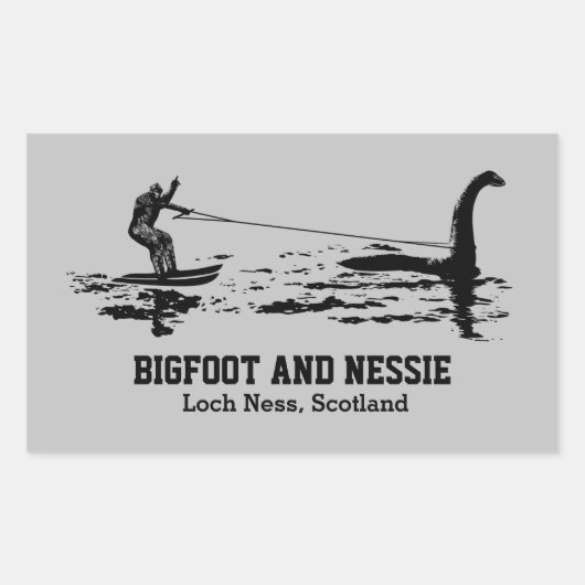 Bigfoot und Nessie Loch Ness Personalisiert Text S Rechteckiger Aufkleber (Vorderseite)