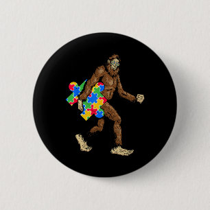 Bigfoot und Puzzle Piece Autism Awareness Day Auti Button