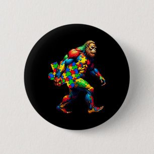 Bigfoot und Puzzle Piece Autism Awareness Day Auti Button