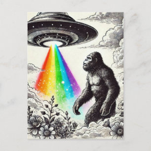 Bigfoot und UFO Postkarte