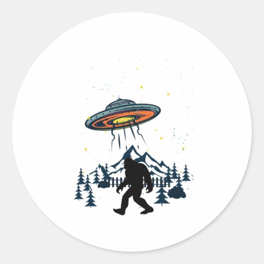 Bigfoot und UFO Verschwörung Pals Night & Nature Runder Aufkleber (Vorderseite)