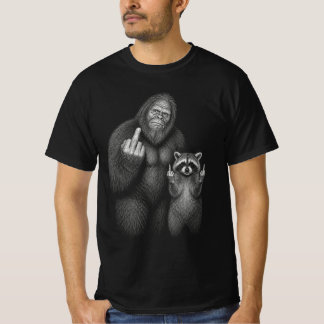 Bigfoot und Waschbär Mittelfinger T-Shirt