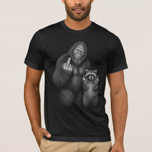 Bigfoot und Waschbär Mittelfinger T-Shirt