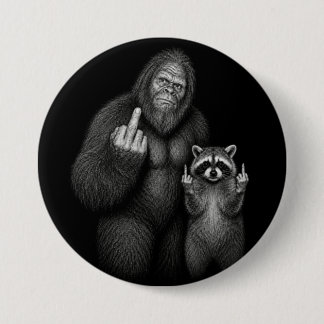 Bigfoot und Waschbär Stinkefinger Button