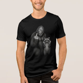 Bigfoot und Waschbär Stinkefinger Tri-Blend Shirt
