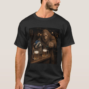Bigfoot und Waschbär trinken Bier Sasquatch Pub Ba T-Shirt
