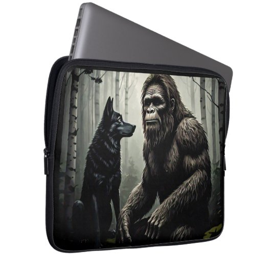 Bigfoot und Wolf Laptopschutzhülle (Vorne Rechts)