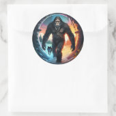 Bigfoot und Wolf Portal Runder Aufkleber (Tasche)