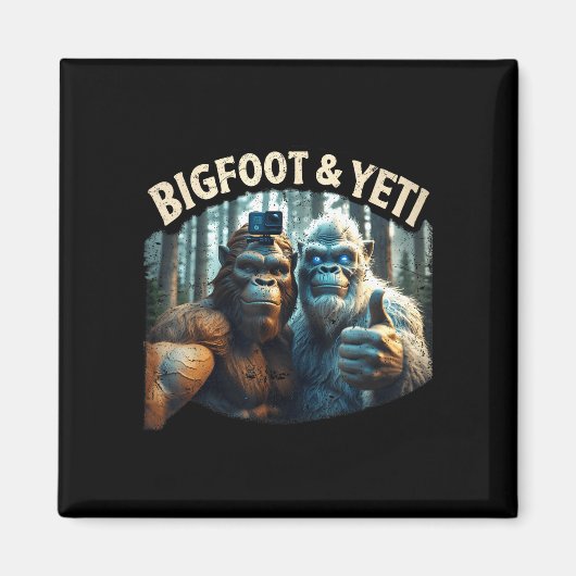 Bigfoot und Yeti Selfie Kryptid Squatch Jäger Magnet (Vorne)