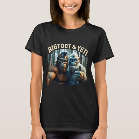 Bigfoot und Yeti Selfie Kryptid Squatch Jäger T-Shirt (Vorderseite)