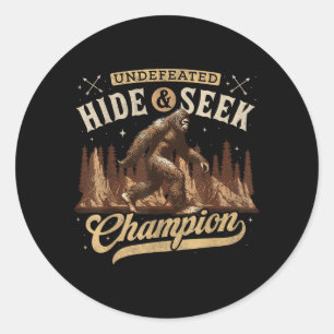 Bigfoot ungeschlagener Hide-and-Seek-Meister Runder Aufkleber