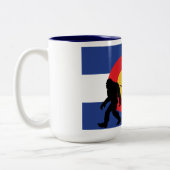 Bigfoot, Unicorn und Jackalope Zweifarbige Tasse (Links)