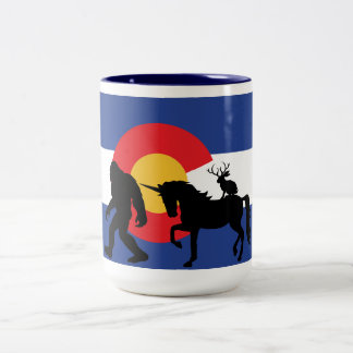 Bigfoot, Unicorn und Jackalope Zweifarbige Tasse