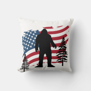 Bigfoot USA America - Quality Throw Pillow Kissen