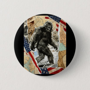 Bigfoot USA Amerikanische Flagge Sasquatch patriot Button