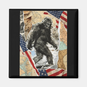 Bigfoot USA Amerikanische Flagge Sasquatch patriot Magnet