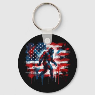 Bigfoot USA Amerikanische Flagge Sasquatch patriot Schlüsselanhänger