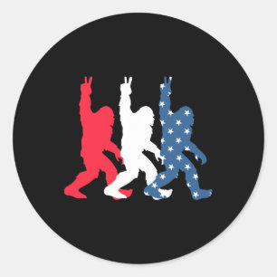 Bigfoot Usa Flag - Unabhängigkeitstag - Patriotic Runder Aufkleber