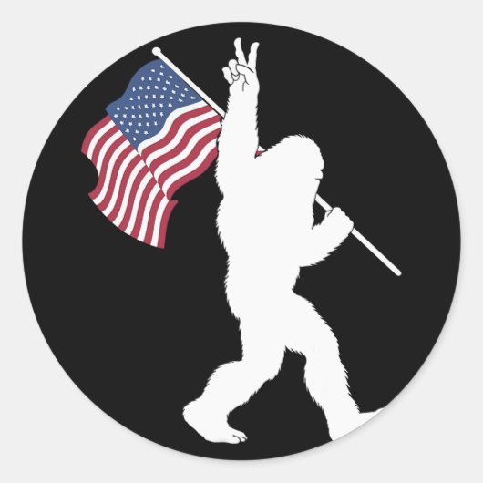 Bigfoot USA-Flagge Runder Aufkleber (Vorderseite)
