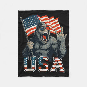 Bigfoot Usa Sasquatch 4. Juli Amerikanische Flagge Fleecedecke