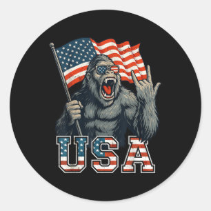 Bigfoot Usa Sasquatch 4. Juli Amerikanische Flagge Runder Aufkleber