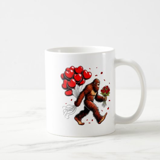 Bigfoot Valentines Day Funny Sasquatch Hearts Love Kaffeetasse (Rechts)