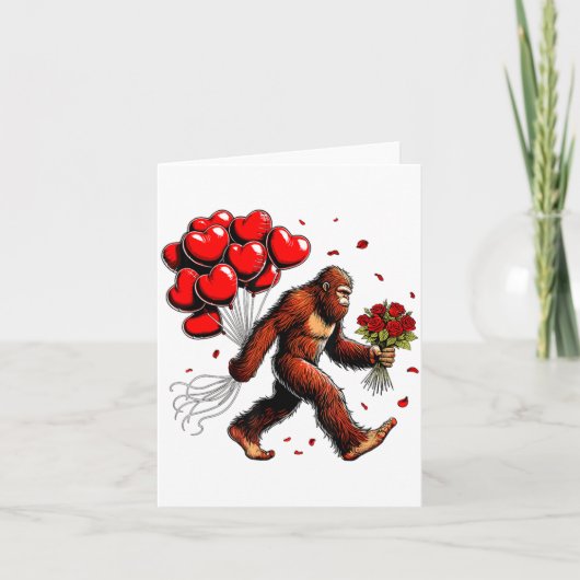 Bigfoot Valentines Day Funny Sasquatch Hearts Love Karte (Vorderseite)