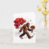 Bigfoot Valentines Day Funny Sasquatch Hearts Love Karte (Gelbe Blume)