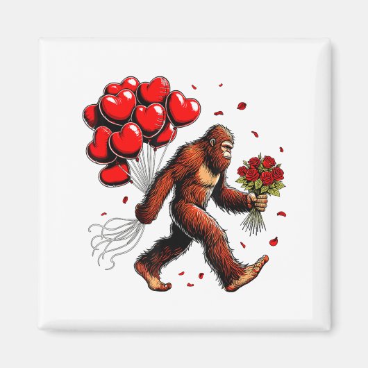Bigfoot Valentines Day Funny Sasquatch Hearts Love Magnet (Vorne)