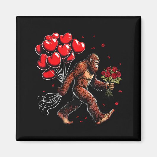Bigfoot Valentines Day Funny Sasquatch Hearts Love Magnet (Vorne)