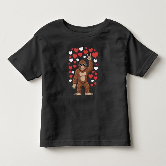 Bigfoot Valentinstag Funny Hearts Sasquatch Kleinkind T-shirt (Vorderseite)
