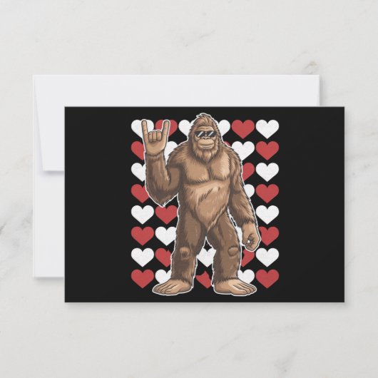 Bigfoot Valentinstag Funny Hearts Sasquatch Liebe Dankeskarte (Vorderseite)