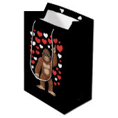 Bigfoot Valentinstag Funny Hearts Sasquatch Mittlere Geschenktüte (Vorderseite Schrägansicht)
