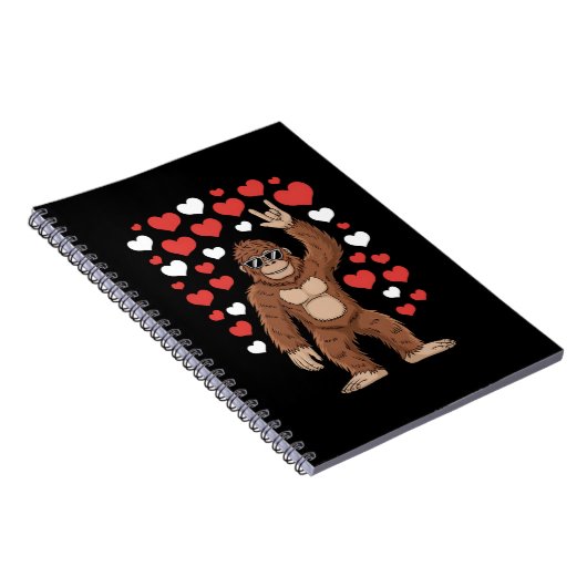 Bigfoot Valentinstag Funny Hearts Sasquatch Notizblock (Rechte Seite)