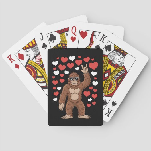 Bigfoot Valentinstag Funny Hearts Sasquatch Spielkarten (Rückseite)