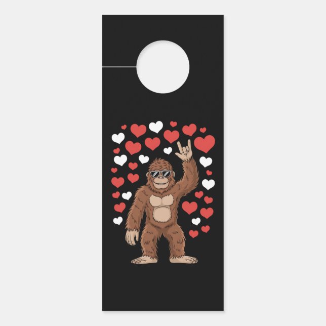 Bigfoot Valentinstag Funny Hearts Sasquatch Türanhänger (Vorderseite)