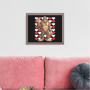 Bigfoot Valentinstag Lustige Herzen Sasquatch Lieb Leinwanddruck