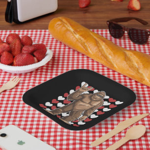 Bigfoot Valentinstag Lustige Herzen Sasquatch Lieb Pappteller