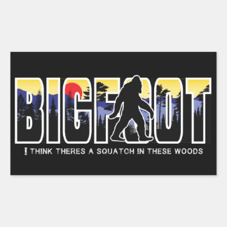 Bigfoot Versteck im Wald, Wild Expedition Rechteckiger Aufkleber