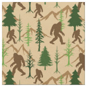 Bigfoot Verstecken im Wald Sasquatch Gemustert Stoff (Nahaufnahme)