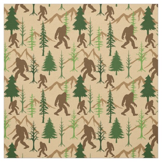 Bigfoot Verstecken im Wald Sasquatch Gemustert Stoff (Muster)