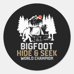 Bigfoot Versteckspiel Weltmeister Lustiger Bigfoot Runder Aufkleber