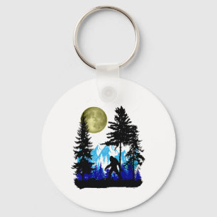 Bigfoot versteckt sich unter Vollmond für Sasquatc Schlüsselanhänger