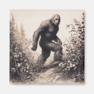Bigfoot Vintag Illustration Folklore Magnet